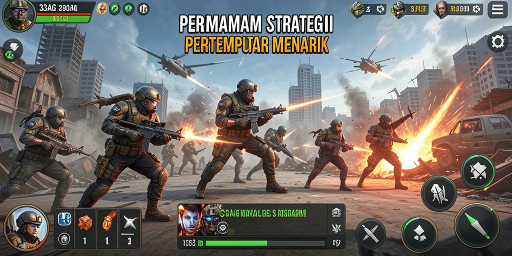 Screenshot dari gameplay 33AG yang menampilkan pertempuran seru dalam SLG.
