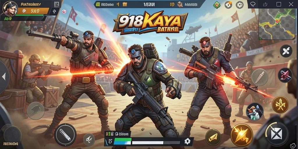 Screenshot gameplay seru 918KAYA dalam pertarungan Battle Royale