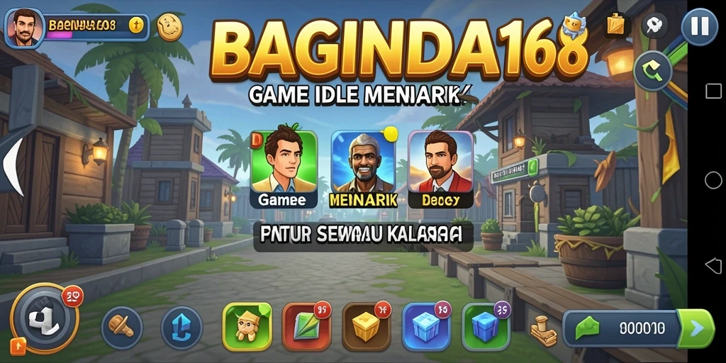 Screenshot gameplay BAGINDA168 menampilkan aksi seru dalam pengelolaan kerajaan Idle.