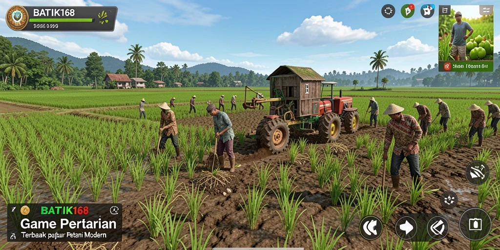 Tampilan menawan dari gameplay BATIK168 dengan kebun yang subur.