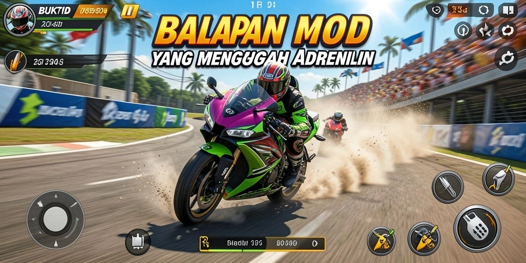 Tampilan gameplay BUKTI4D dengan balapan motor yang cepat dan menegangkan.