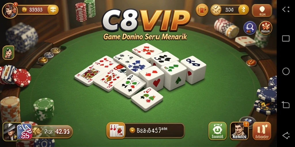 Tampilan gameplay seru dalam C8VIP dengan grafik Domino yang menarik.