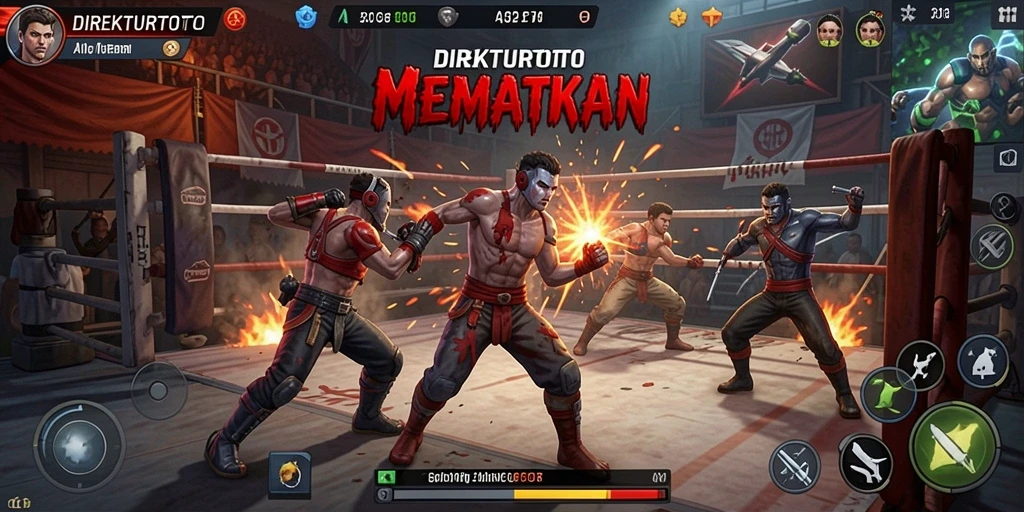 Tangkapan layar gameplay yang menunjukkan pertarungan mendebarkan di DIREKTURTOTO.