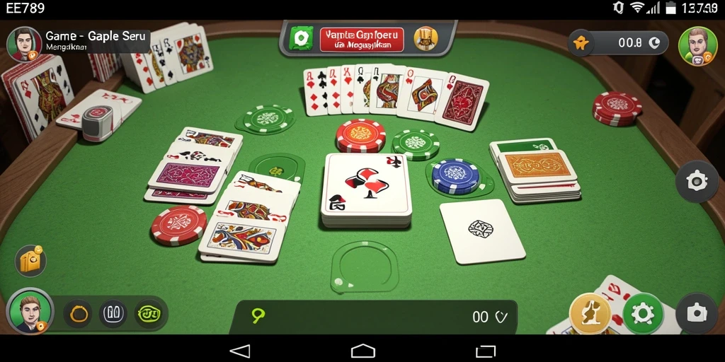 Screenshot gameplay EE789 menunjukkan suasana seru saat bermain Gaple.