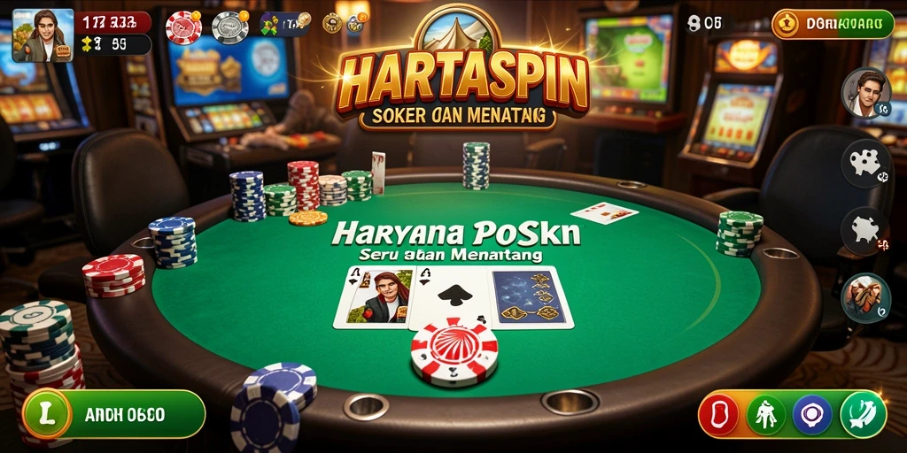 Tampilan gameplay seru HARTASPIN dengan aksi Poker yang mendebarkan.