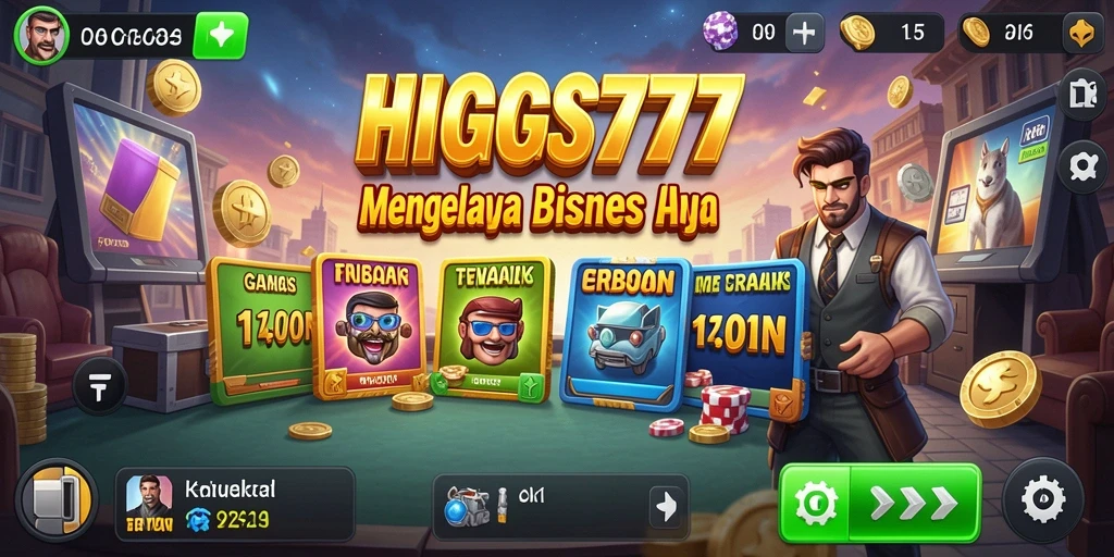 Screenshot gameplay HIGGS777 yang menunjukkan keseruan mengelola bisnis Tycoon.