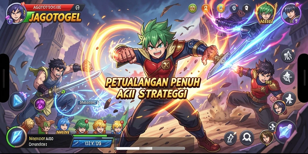 Screenshot gameplay JAGOTOGEL menampilkan karakter anime dalam aksi.
