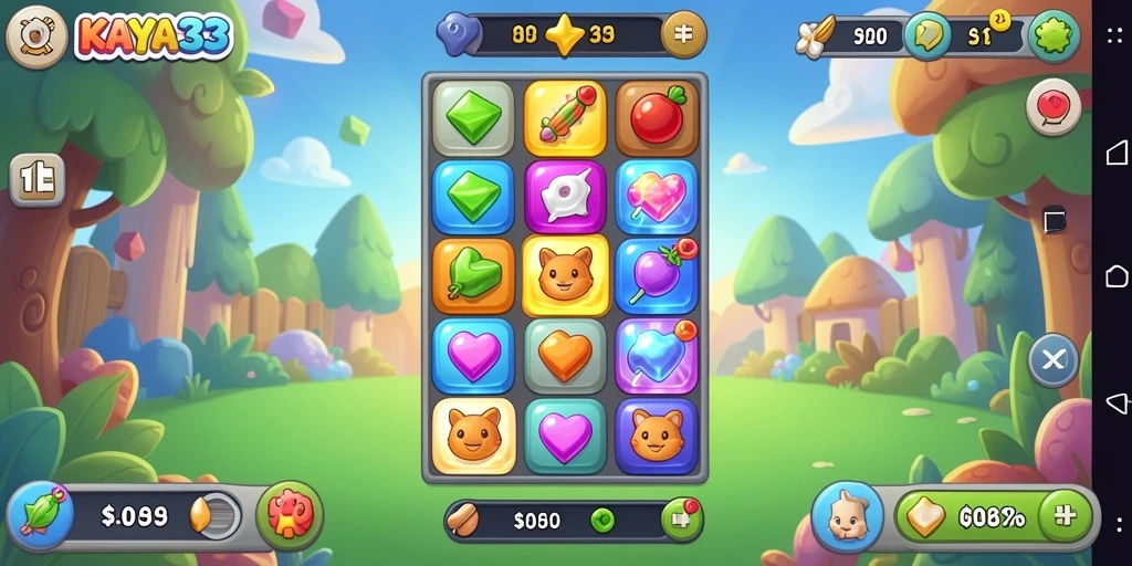 Gameplay seru KAYA33 dengan berbagai permata berwarna yang harus digabungkan.