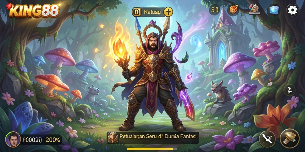 Tampilan gameplay <strong>KING88</strong> yang menawan dengan aksi petualangan yang seru.