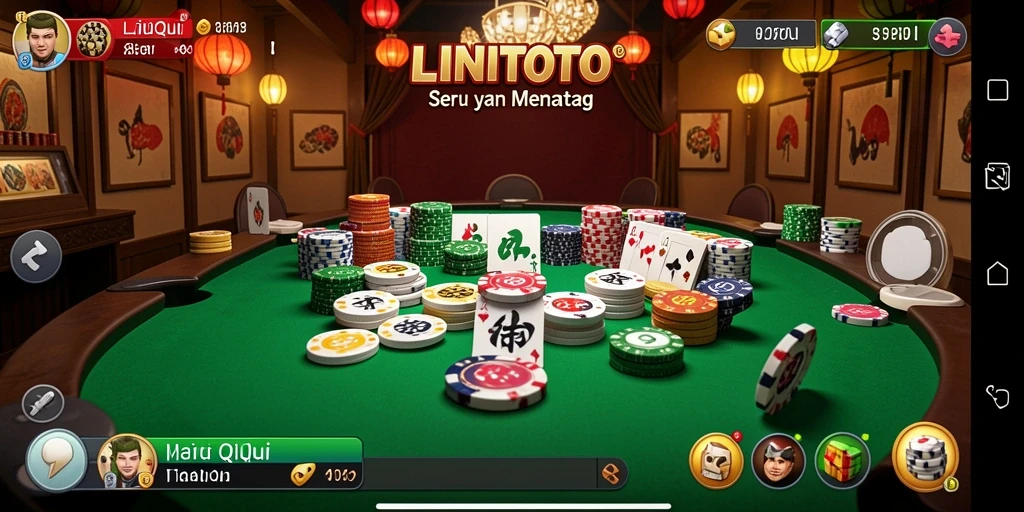 Tampilan gameplay seru LINITOTO dalam permainan QiuQiu.