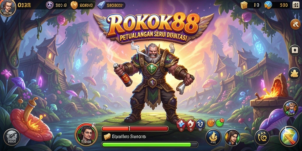 Tampilan gameplay seru ROKOK88 di dunia petualangan.