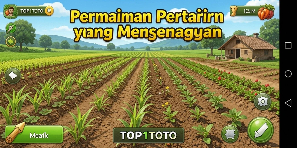 Gambar tampilan permainan TOP1TOTO dengan aktivitas pertanian.